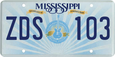 MS license plate ZDS103
