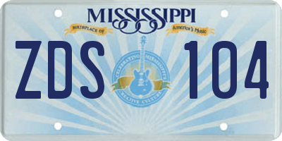 MS license plate ZDS104