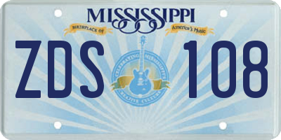 MS license plate ZDS108