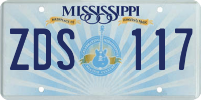 MS license plate ZDS117