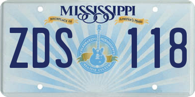 MS license plate ZDS118