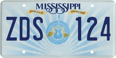 MS license plate ZDS124