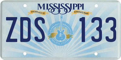 MS license plate ZDS133