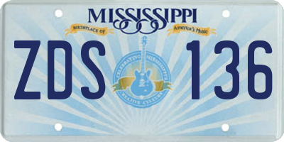 MS license plate ZDS136