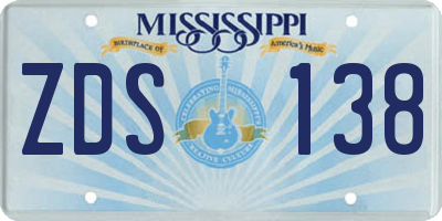 MS license plate ZDS138