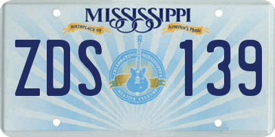 MS license plate ZDS139