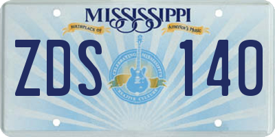 MS license plate ZDS140
