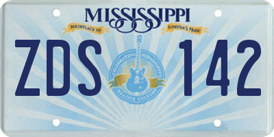MS license plate ZDS142