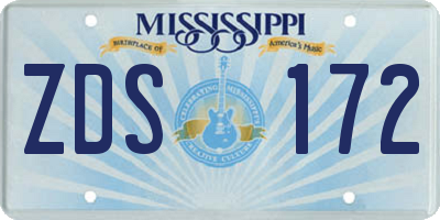 MS license plate ZDS172