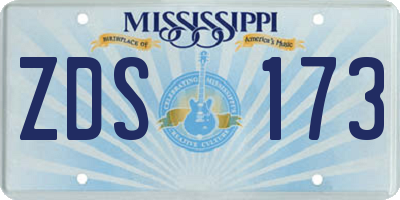 MS license plate ZDS173
