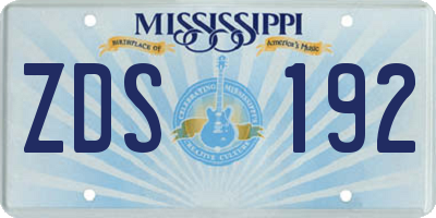 MS license plate ZDS192