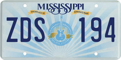 MS license plate ZDS194