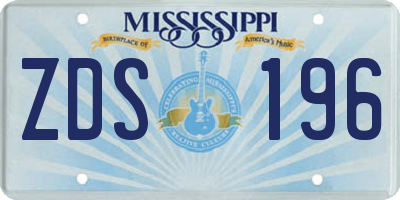 MS license plate ZDS196