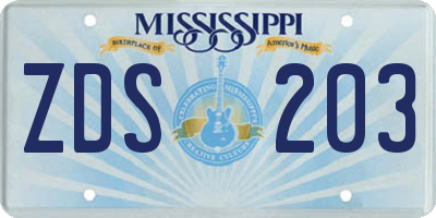 MS license plate ZDS203
