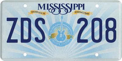 MS license plate ZDS208