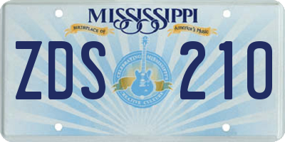 MS license plate ZDS210