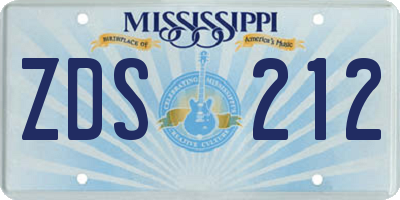 MS license plate ZDS212