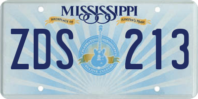 MS license plate ZDS213