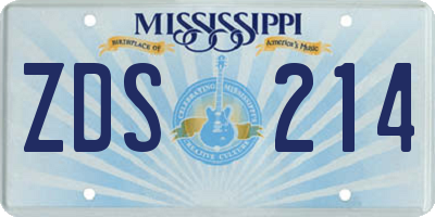 MS license plate ZDS214