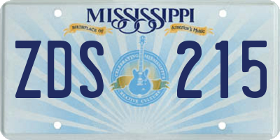 MS license plate ZDS215