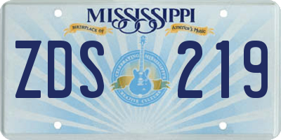 MS license plate ZDS219