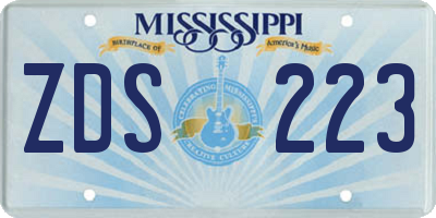 MS license plate ZDS223