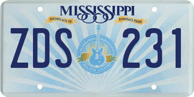 MS license plate ZDS231