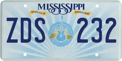 MS license plate ZDS232