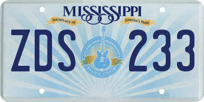 MS license plate ZDS233