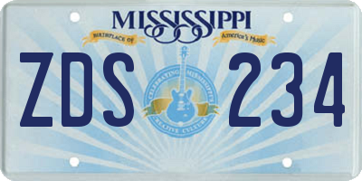 MS license plate ZDS234