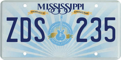 MS license plate ZDS235