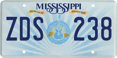 MS license plate ZDS238