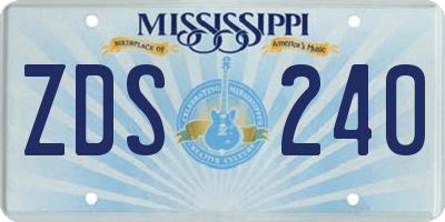MS license plate ZDS240