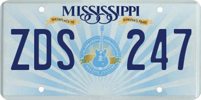 MS license plate ZDS247