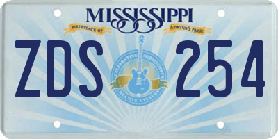 MS license plate ZDS254