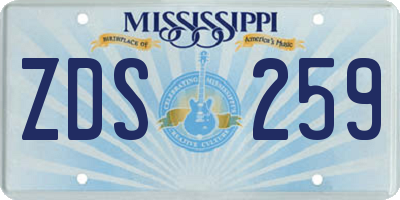 MS license plate ZDS259