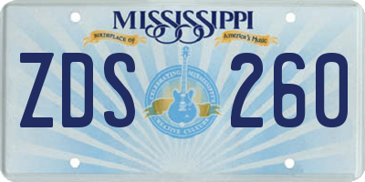 MS license plate ZDS260