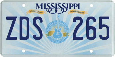 MS license plate ZDS265