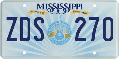 MS license plate ZDS270
