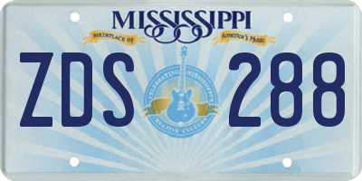 MS license plate ZDS288
