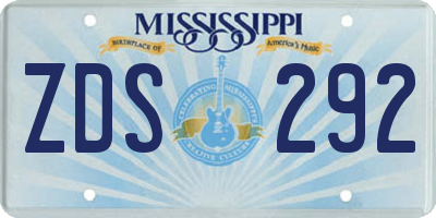MS license plate ZDS292