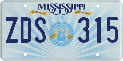 MS license plate ZDS315