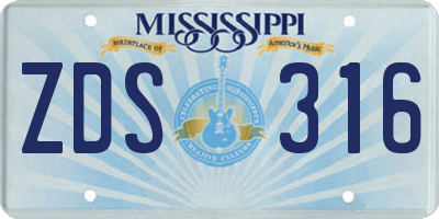 MS license plate ZDS316