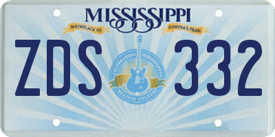 MS license plate ZDS332