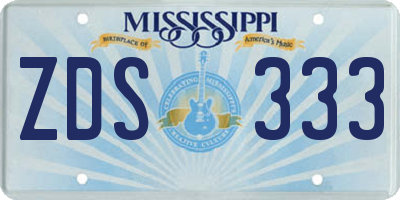 MS license plate ZDS333