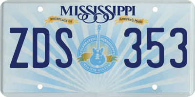 MS license plate ZDS353
