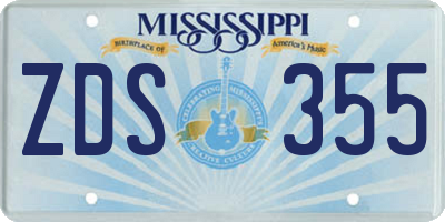 MS license plate ZDS355
