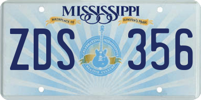 MS license plate ZDS356