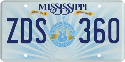MS license plate ZDS360