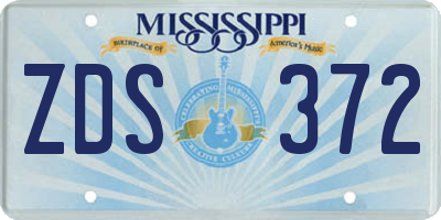MS license plate ZDS372